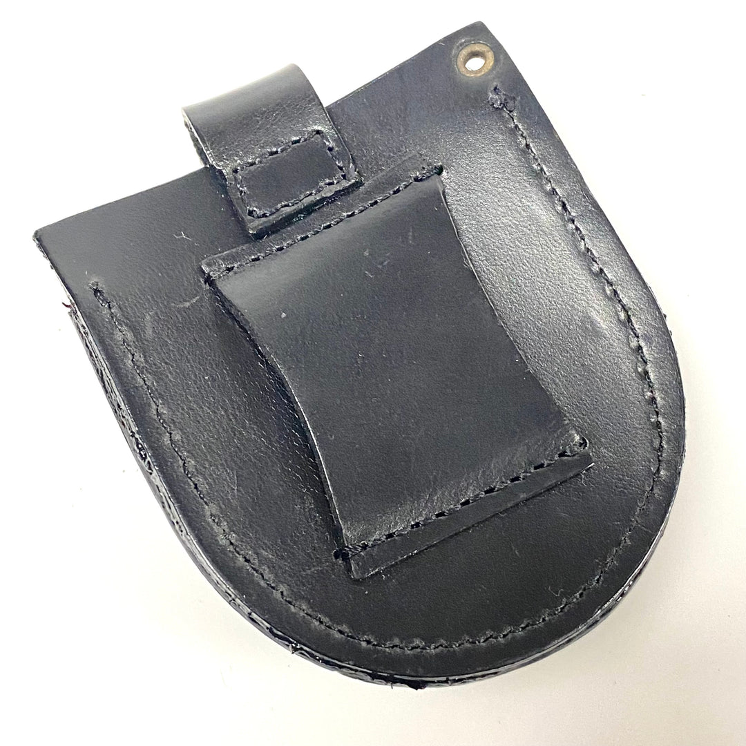 v514 NEW Black Genuine Leather Snap Closure Belt Pocket Watch Travel Holder Case