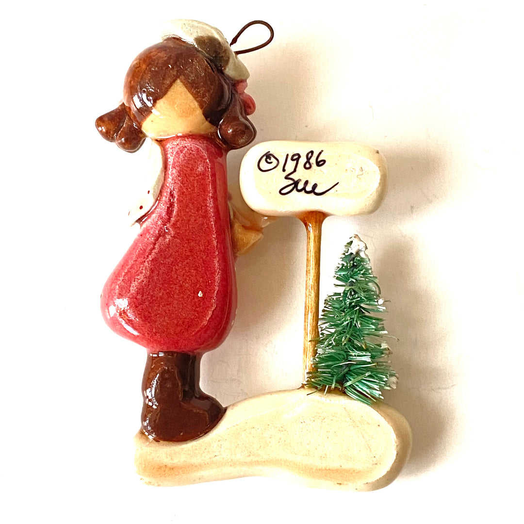 v517 Vintage Little Girl Christmas Ornament Hanging Figurine 1986