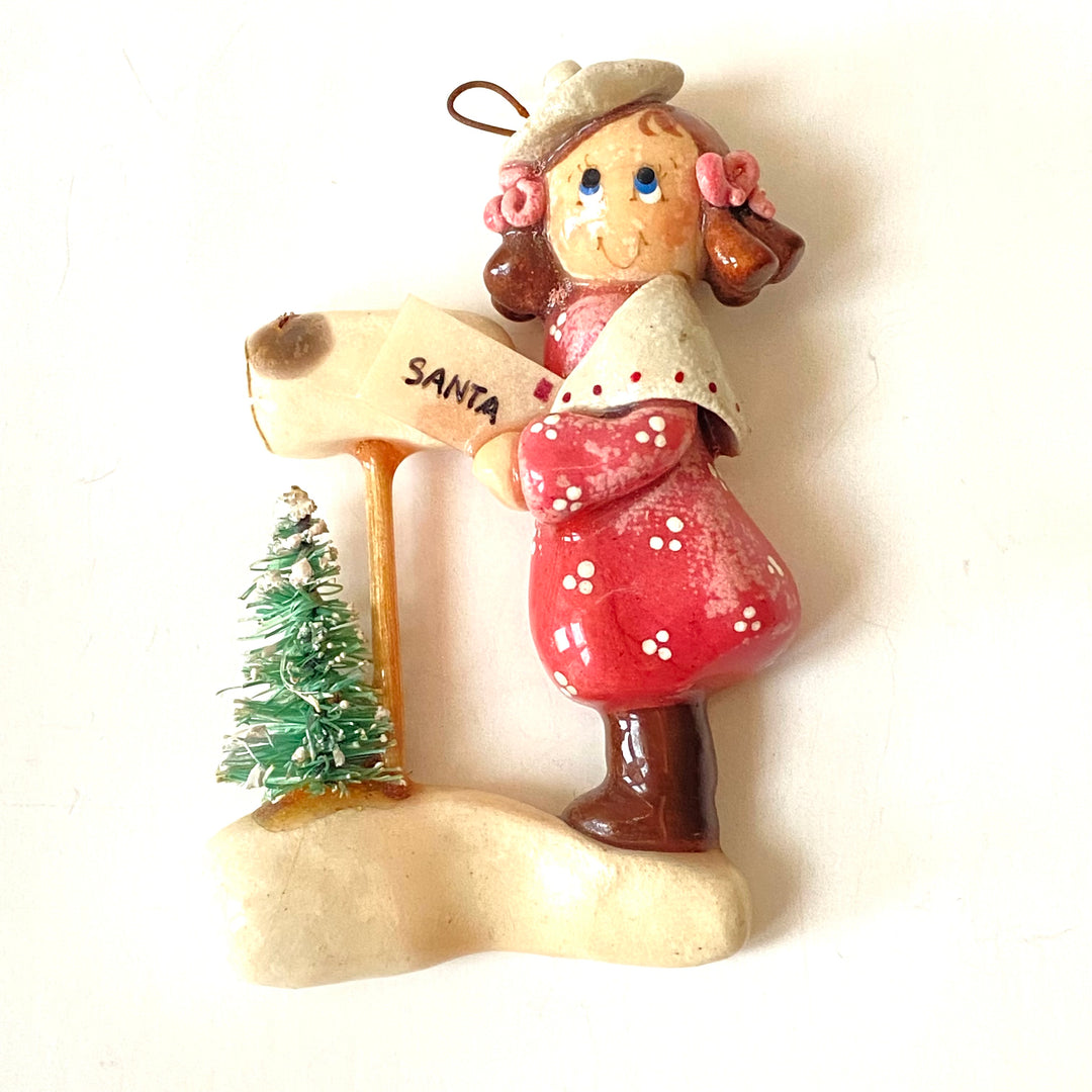 v517 Vintage Little Girl Christmas Ornament Hanging Figurine 1986