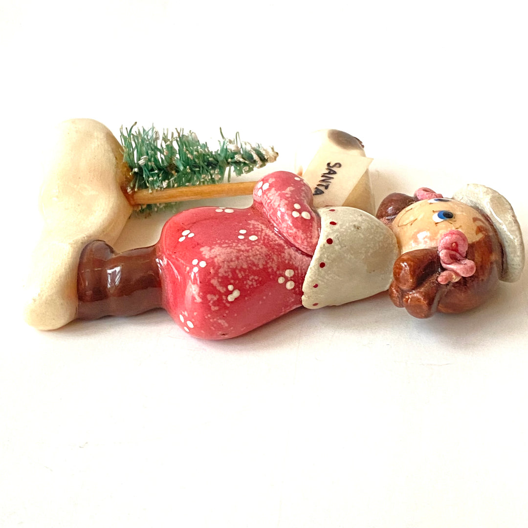 v517 Vintage Little Girl Christmas Ornament Hanging Figurine 1986