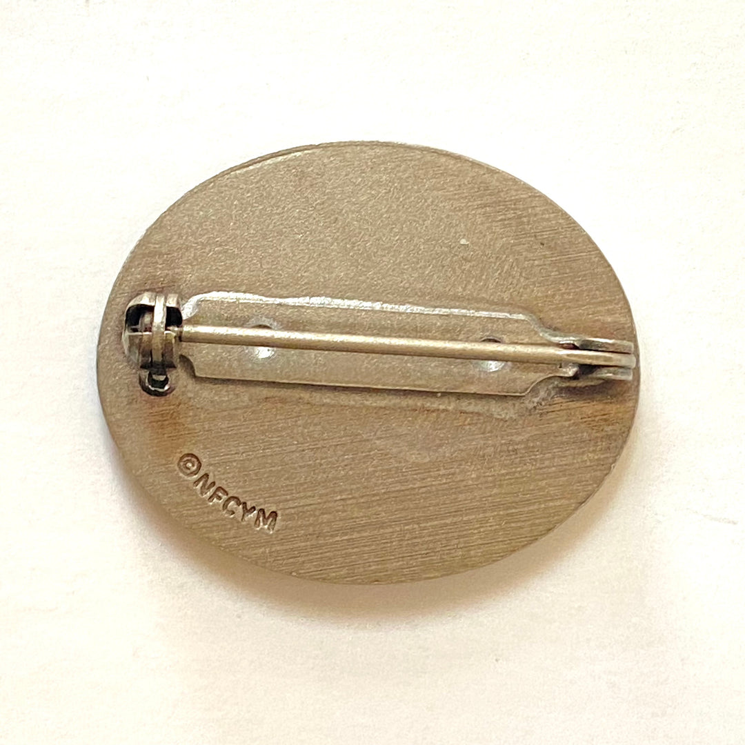 v522 Vintage Marian Medal Catholic "Mary, the First Disciple" Award Brooch Pin