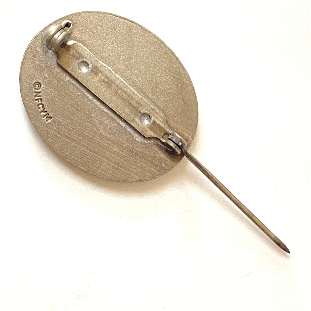 v522 Vintage Marian Medal Catholic "Mary, the First Disciple" Award Brooch Pin