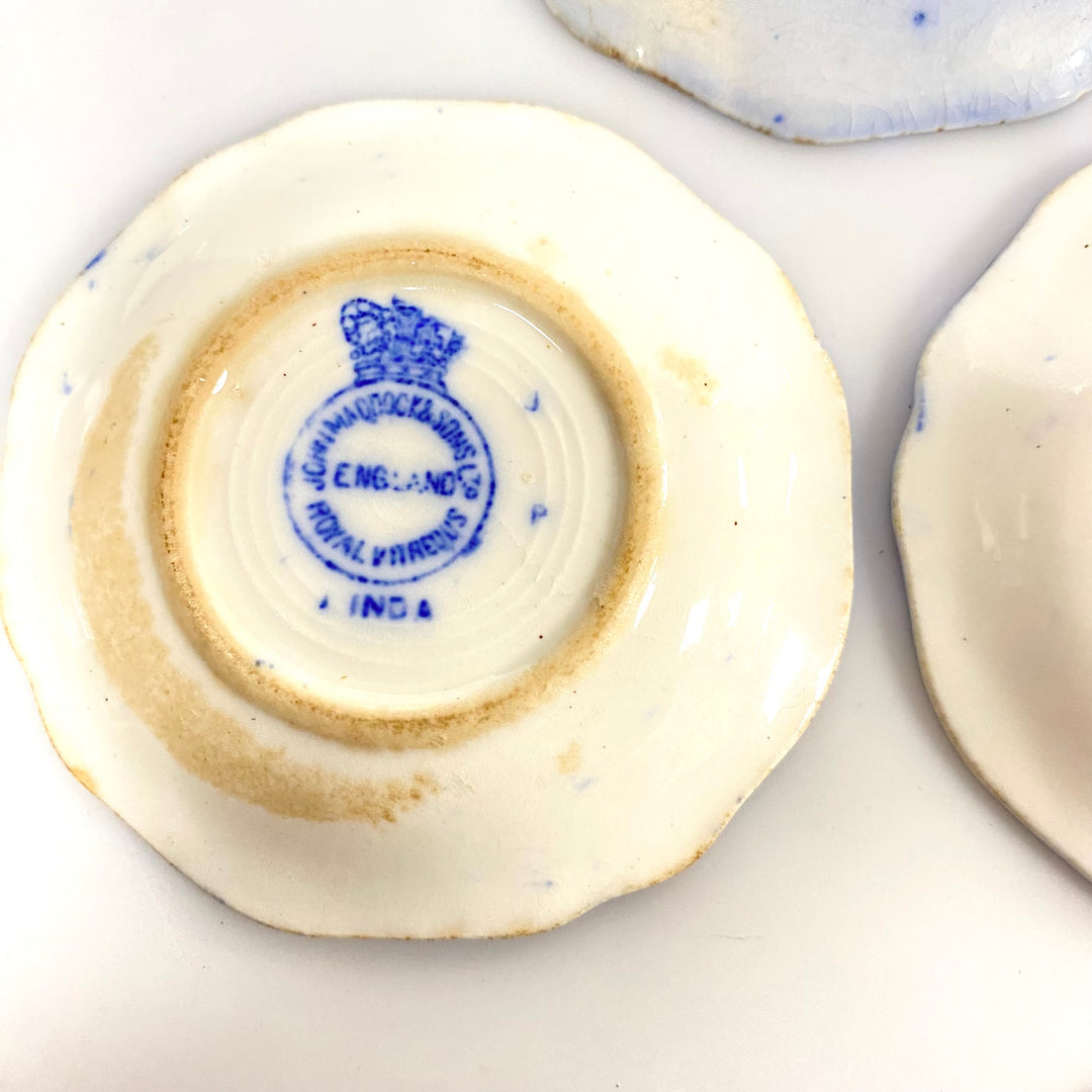 v531 Antique Flow Blue Butter pats Small Plates Victorian Cobalt Blue Pottery 6pc
