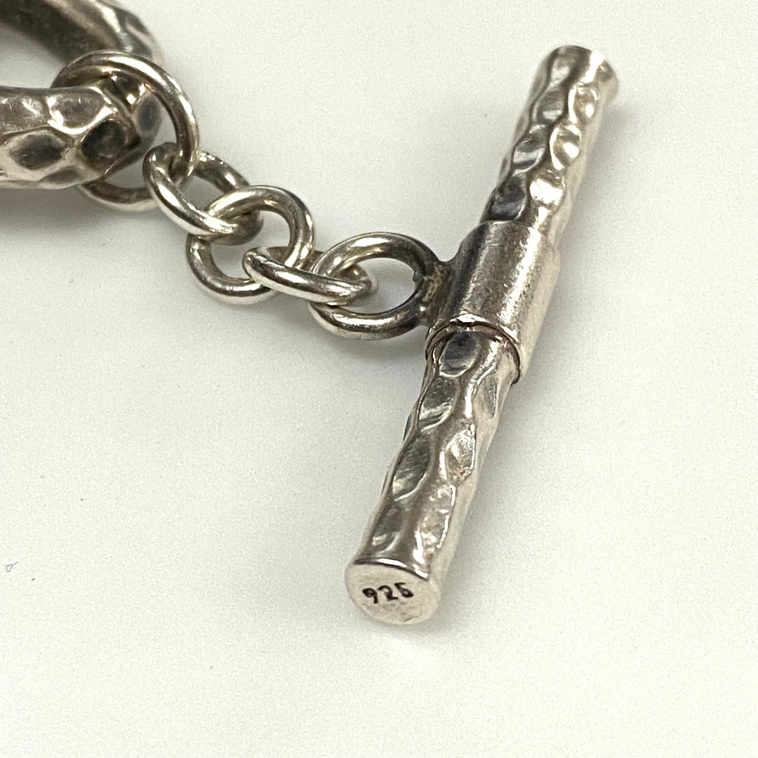 v539 Vintage Sterling Silver 925 Mex Bracelet Toggle Closure Oval Link Chain 9"