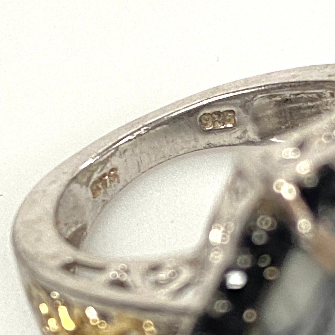 v542 Vintage Sterling Silver Buffalo Turquoise Black and Garnet Stones Ring Sz 6