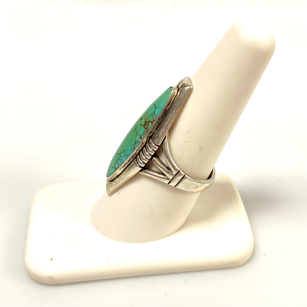 v546 Vintage Sterling Silver 925 Native American Navajo Turquoise Ring Size 8