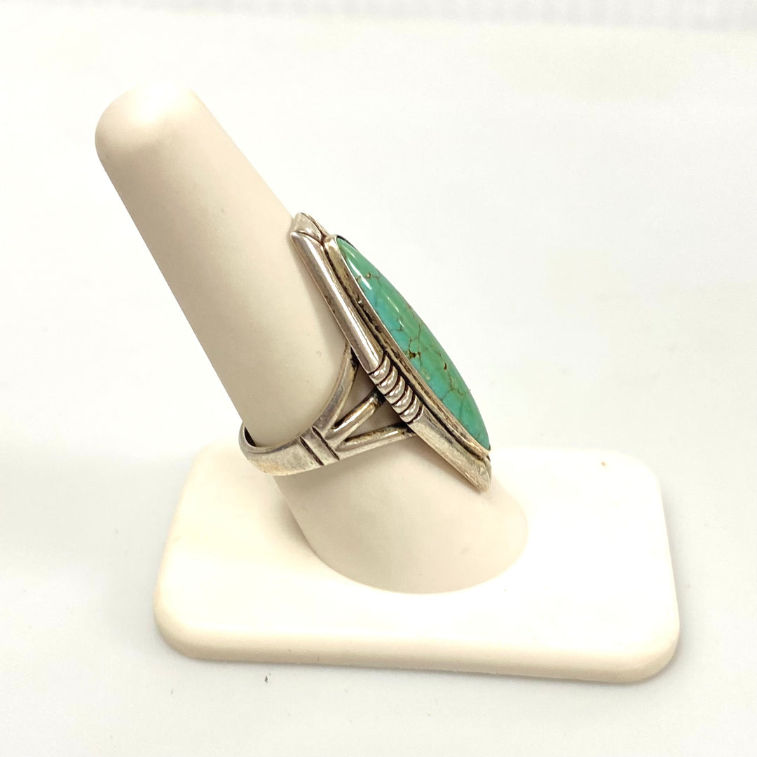 v546 Vintage Sterling Silver 925 Native American Navajo Turquoise Ring Size 8