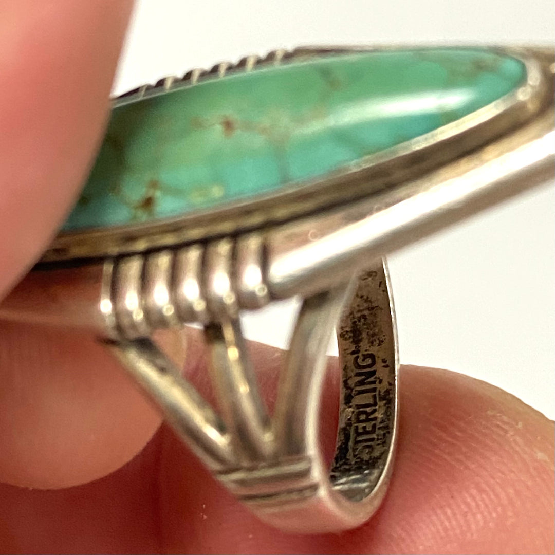 v546 Vintage Sterling Silver 925 Native American Navajo Turquoise Ring Size 8