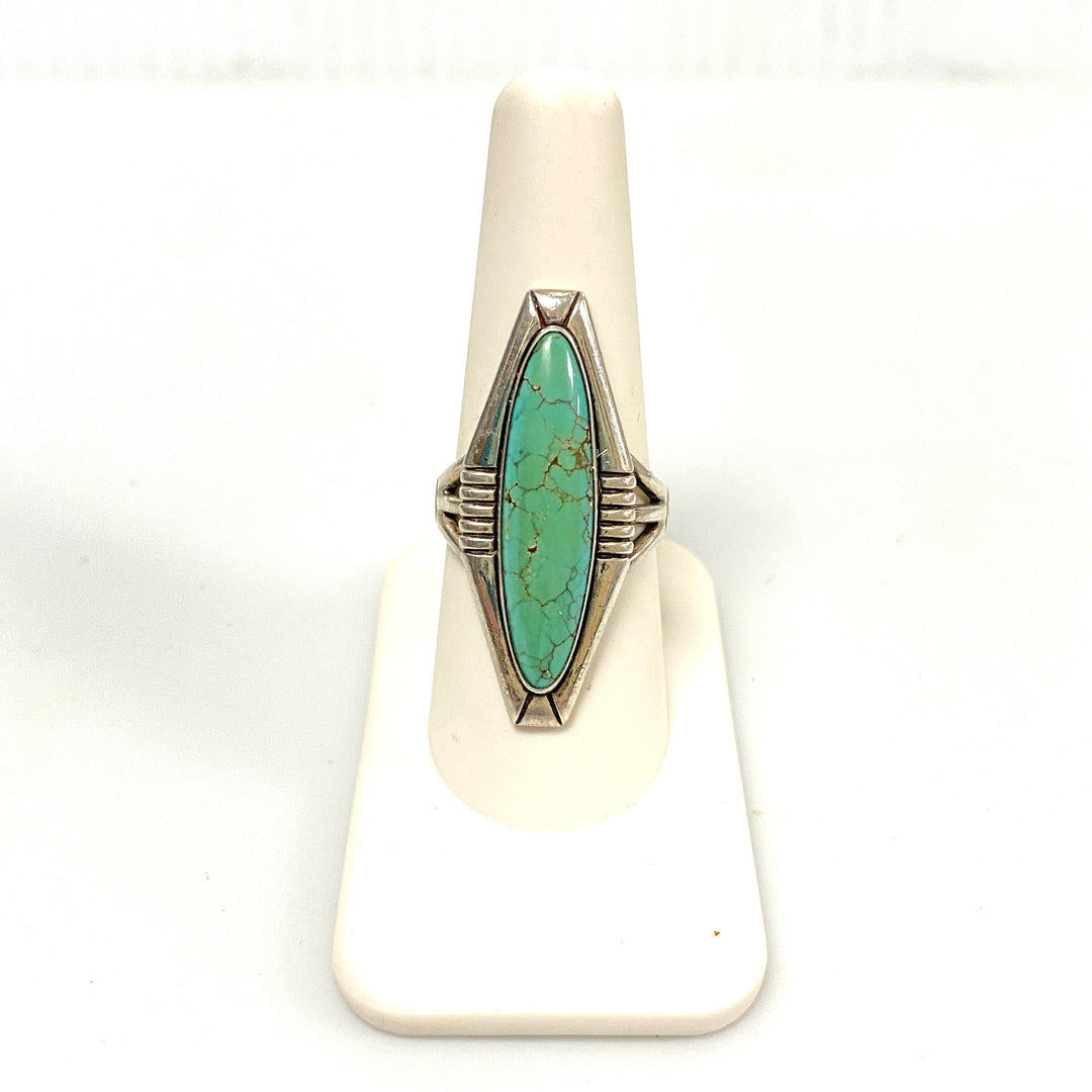 v546 Vintage Sterling Silver 925 Native American Navajo Turquoise Ring Size 8