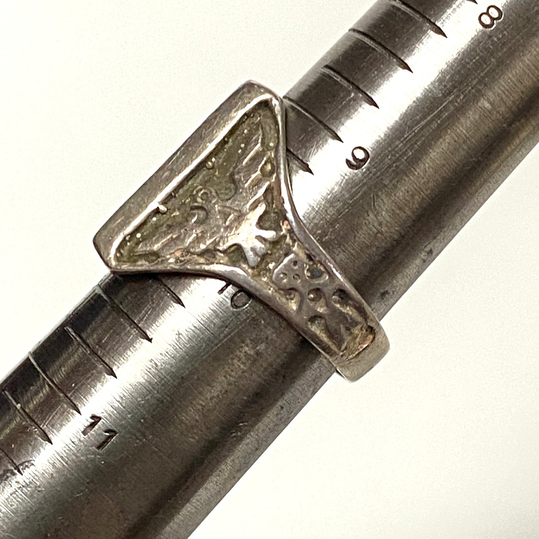 v551 Vintage Navajo Sterling Silver Ring Rainbow Mountain Stones Inlay Size 9.75
