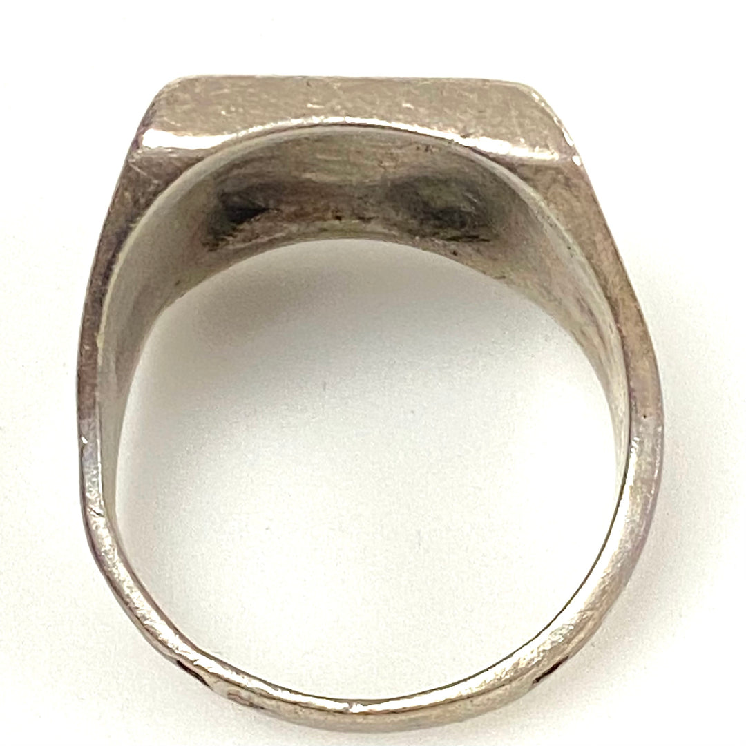 v551 Vintage Navajo Sterling Silver Ring Rainbow Mountain Stones Inlay Size 9.75