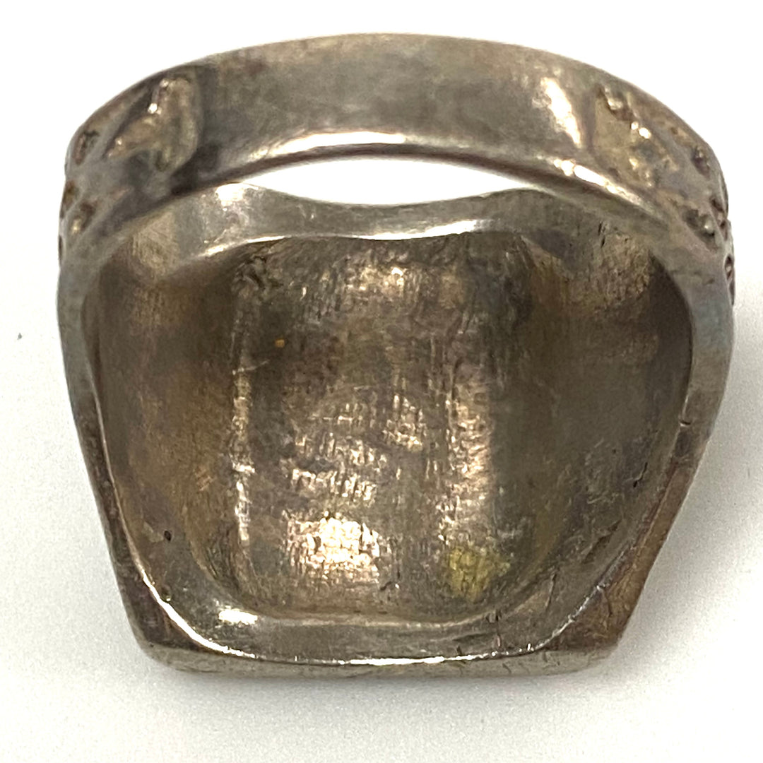 v551 Vintage Navajo Sterling Silver Ring Rainbow Mountain Stones Inlay Size 9.75