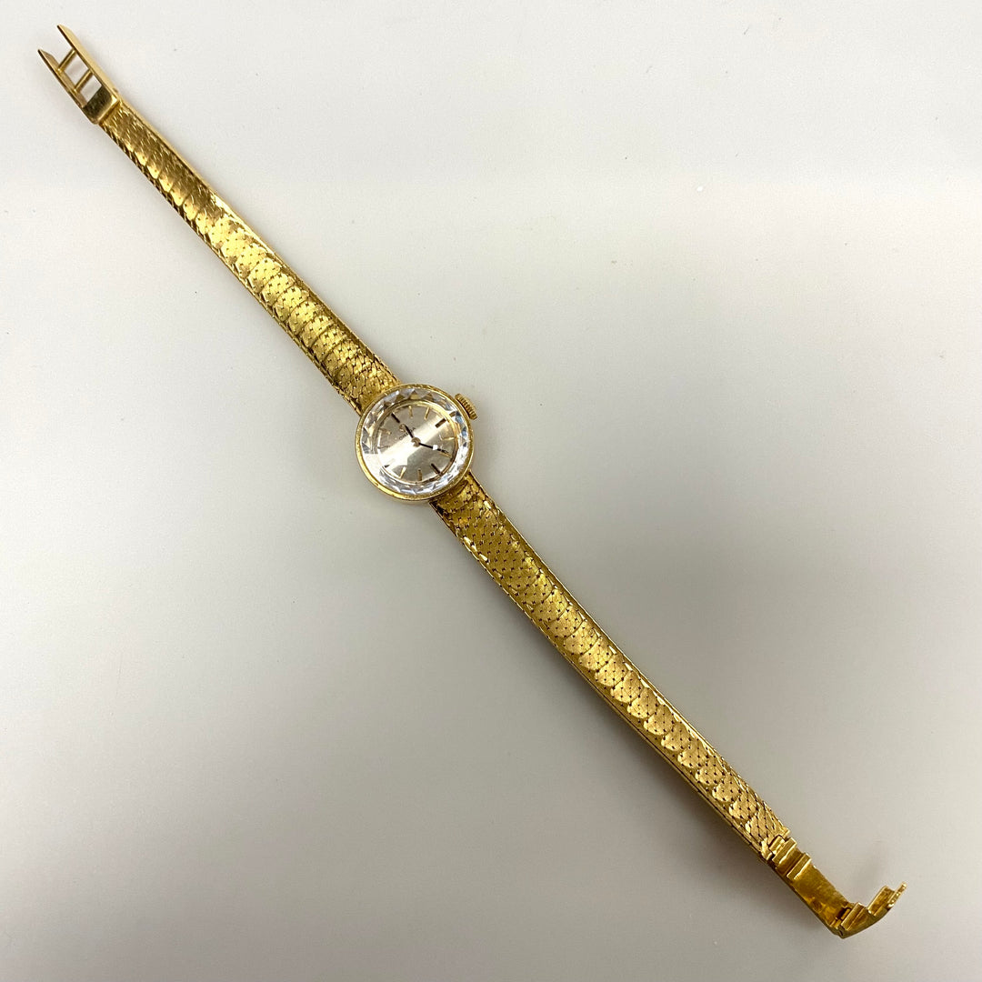 v563 Vintage Omega Ladies' 18K Yellow Gold Mechanical Cocktail Watch Diamond Cut Crystal