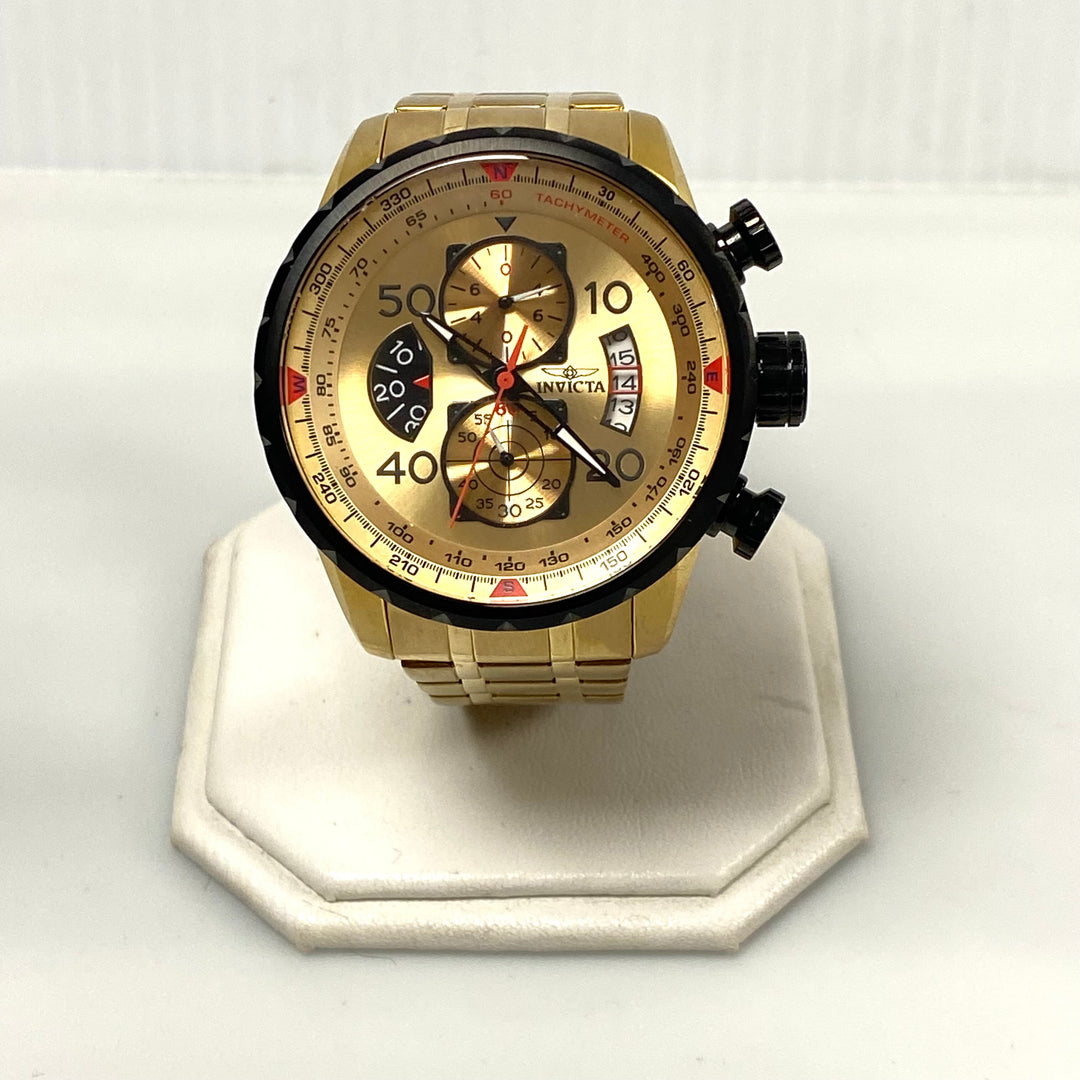 v566 Invicta Aviator 100m WR All Stainless Steel Men's Wrist Watch Model 17205