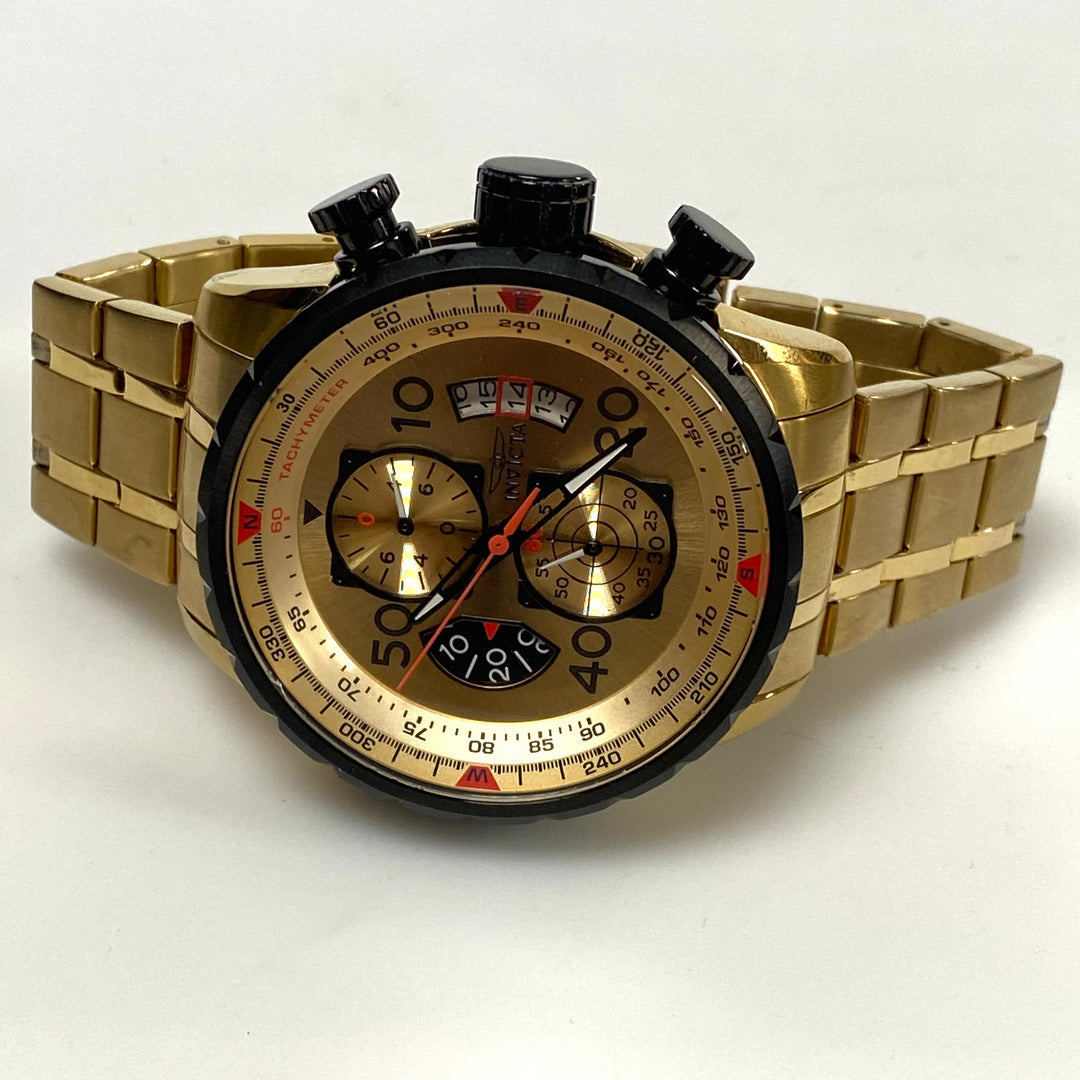 v566 Invicta Aviator 100m WR All Stainless Steel Men's Wrist Watch Model 17205