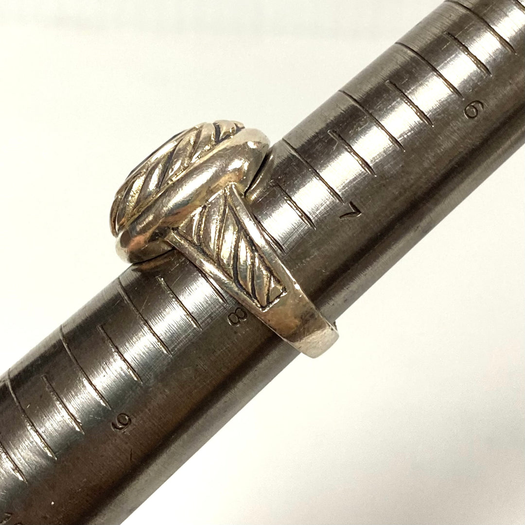 v575 Vintage Dark Red Garnet Ring in 1970's Sterling Silver Setting Size 7.75