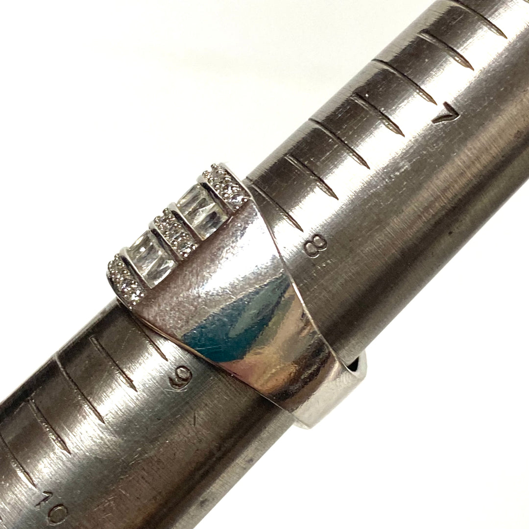 v588 Vintage Sterling Silver Multi-row Multi-shape CZ 14mm Wide Band Ring Sz 8.5