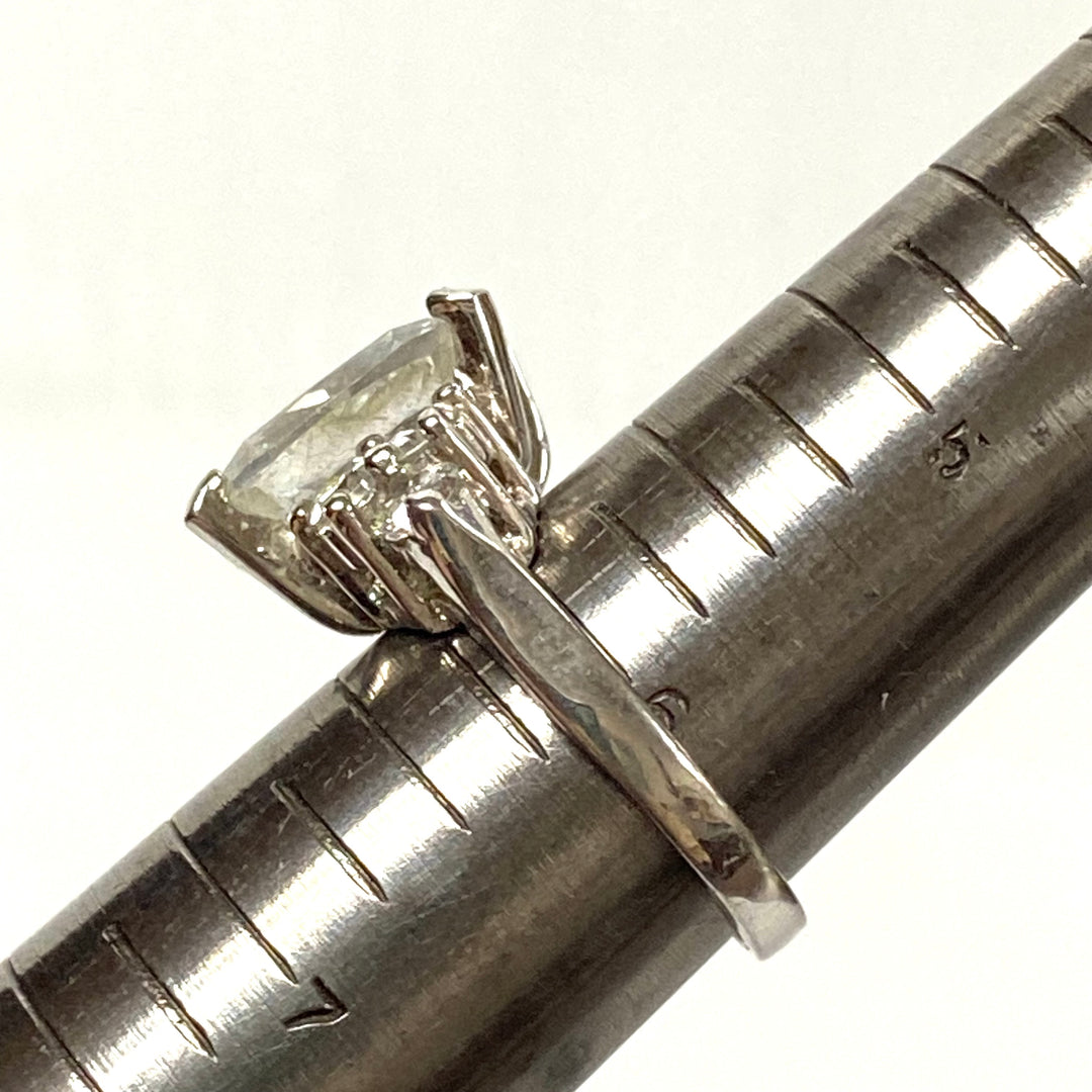 v591 Vintage Sterling Silver Cushion-Cut White Cubic Zirconia Stone Ring Size 6