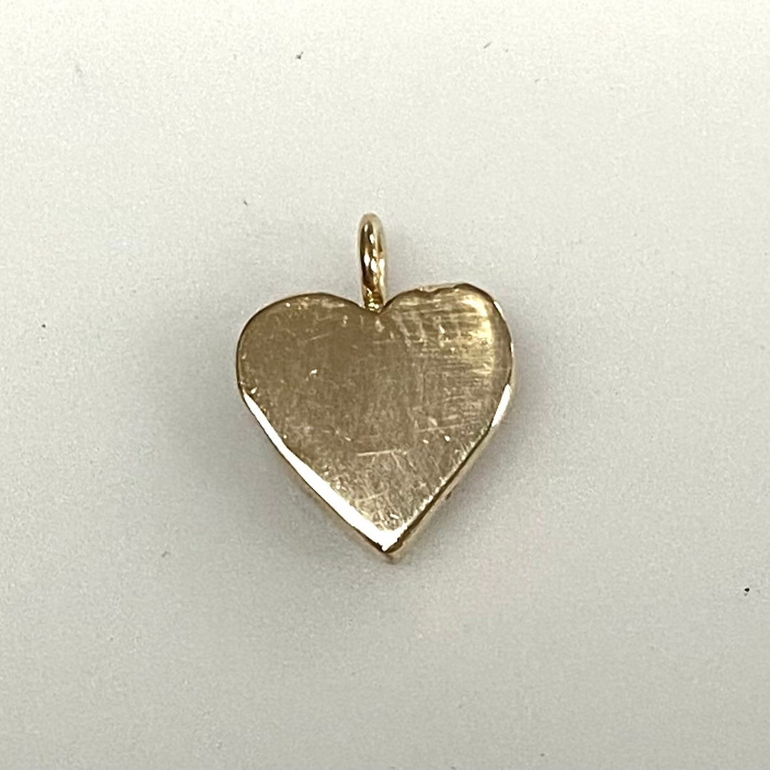 v604 Vintage 14k Yellow Gold Heart shaped Pendant Charm Jewelry Making Part