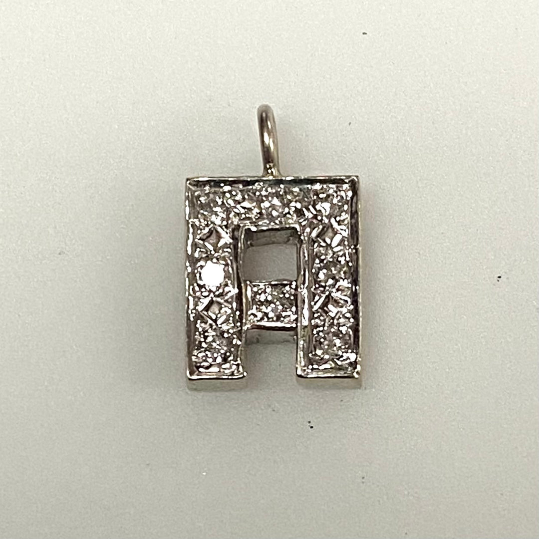 v614 Vintage 14k Yellow Gold Diamond Pendant Charm Jewelry Making Part Letter A