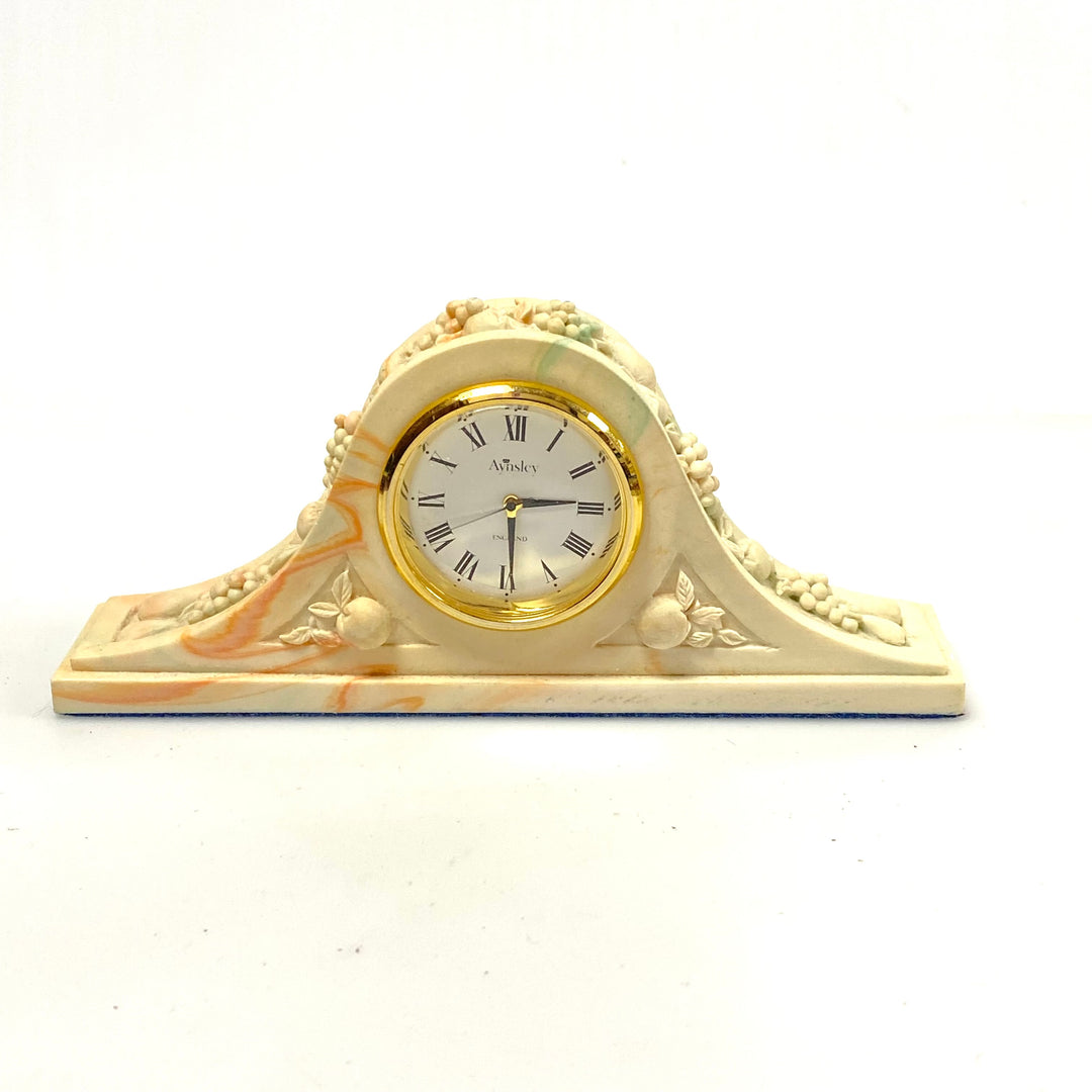 v618 Vintage Aynsley China Portlandware Miniature Quartz Mantel Table Clock