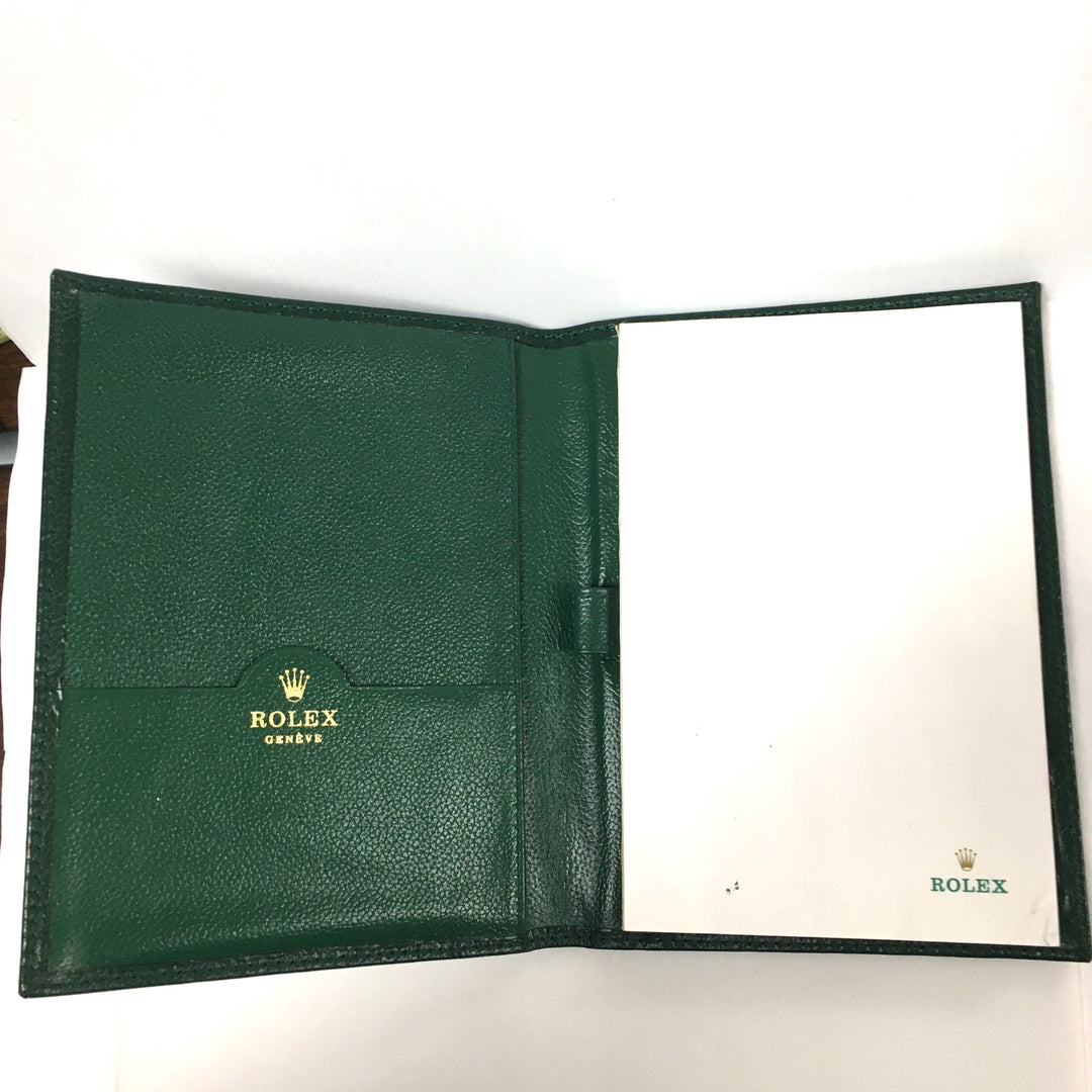 v621 Vintage Original Rolex Green Pebbled Leather Notebook Pad Document Holder