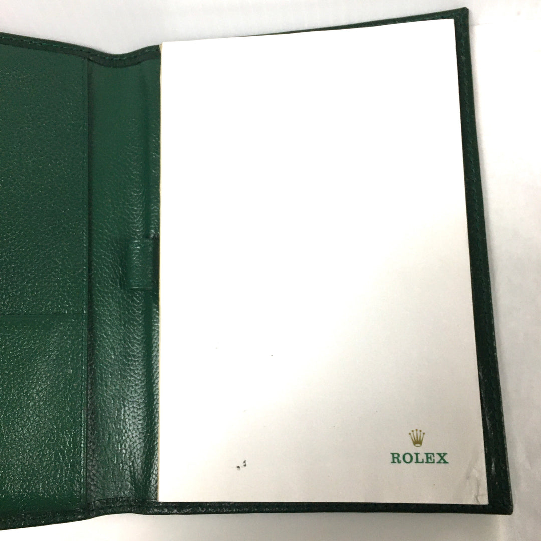 v621 Vintage Original Rolex Green Pebbled Leather Notebook Pad Document Holder