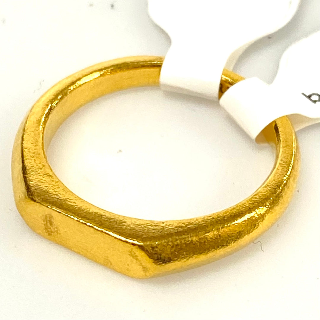 v622 Kuvera Solid 24K Yellow Gold Band Ring Size 7 3/4 Bar Signet Quality Design