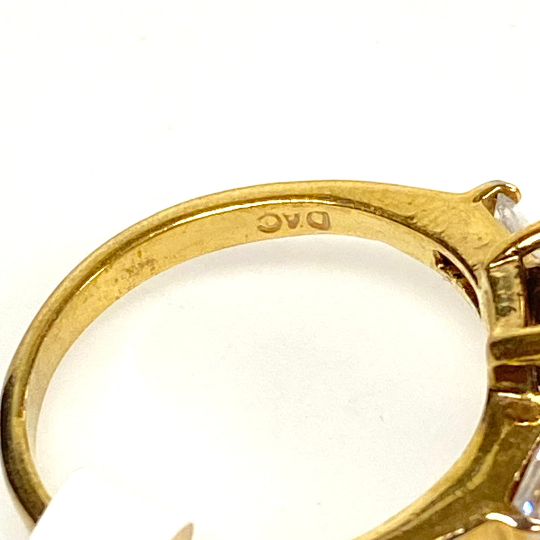 v631 Vintage 14k Yellow Gold Amethyst & White Stone Cocktail Ring Size 8.75