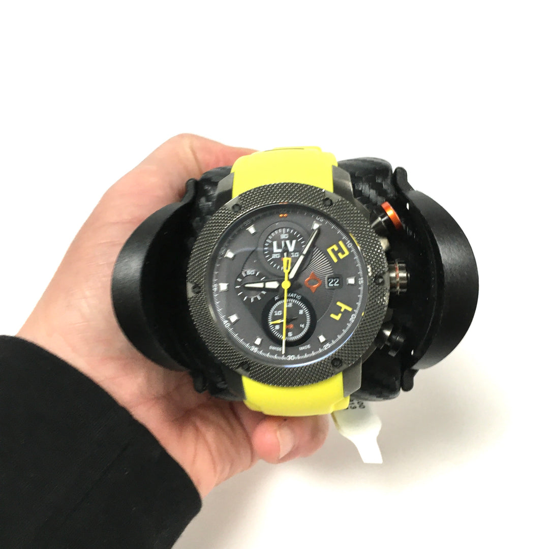 v643 LIV Genesis GX-AC Venom Yellow Automatic Chronograph Swiss Made Wrist Watch Extra Bands and a winder