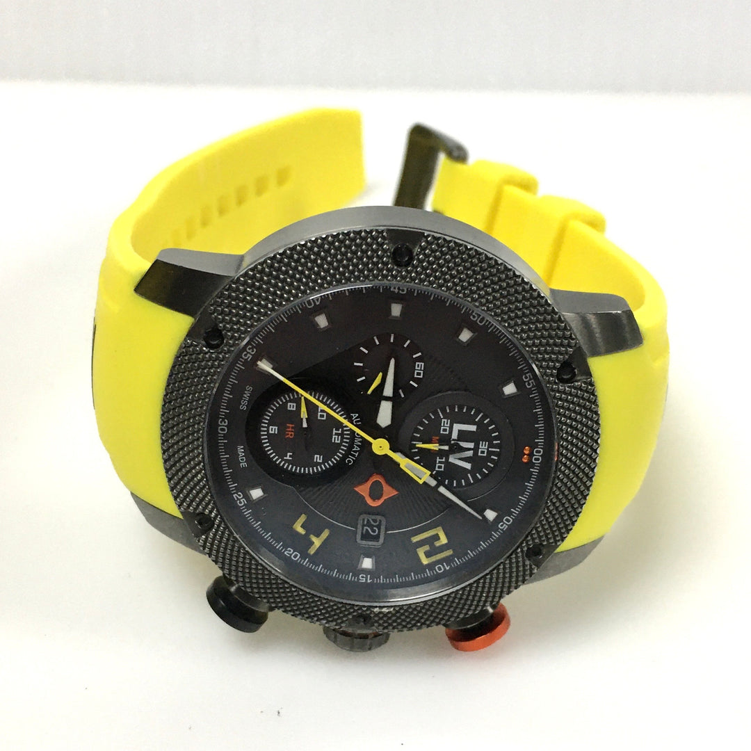 v643 LIV Genesis GX-AC Venom Yellow Automatic Chronograph Swiss Made Wrist Watch Extra Bands and a winder