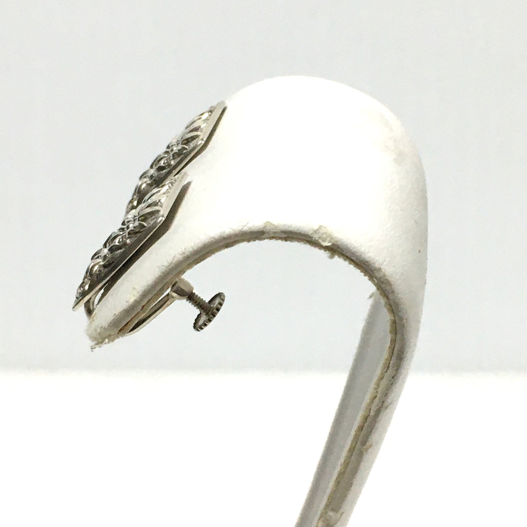v646 Vintage Sterling Silver Floral Screw-back Earrings 1965 Towle Conttessina Collection
