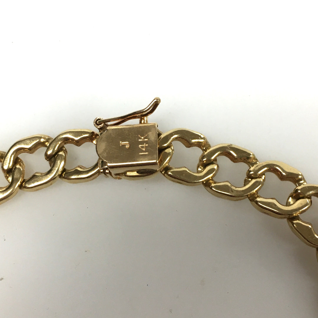 v647 Vintage 14k Yellow Gold Wide Cuban Link Chain Bracelet 7" Long