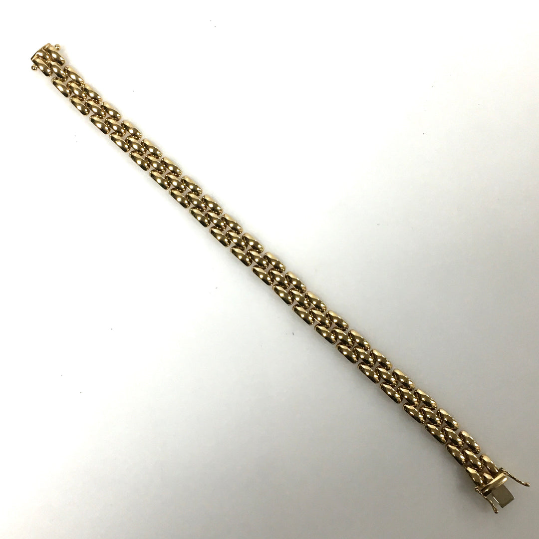 v648 Vintage 14k Yellow Gold Multi-row Panther 7mm Link Chain Bracelet 7" Long