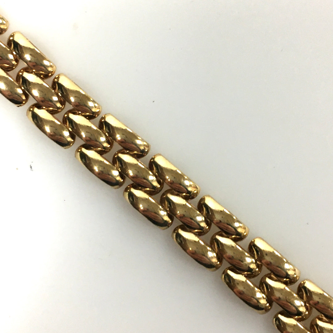 v648 Vintage 14k Yellow Gold Multi-row Panther 7mm Link Chain Bracelet 7" Long