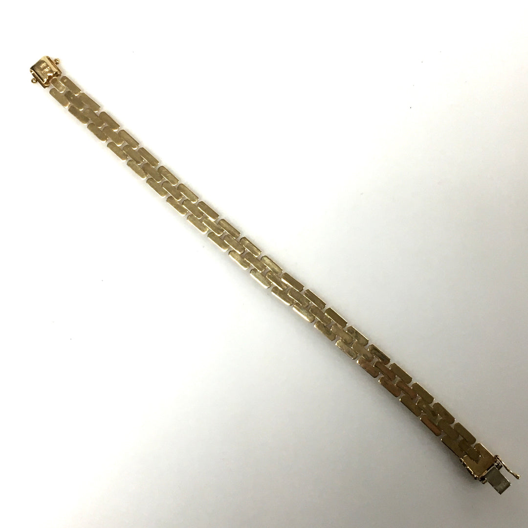 v648 Vintage 14k Yellow Gold Multi-row Panther 7mm Link Chain Bracelet 7" Long
