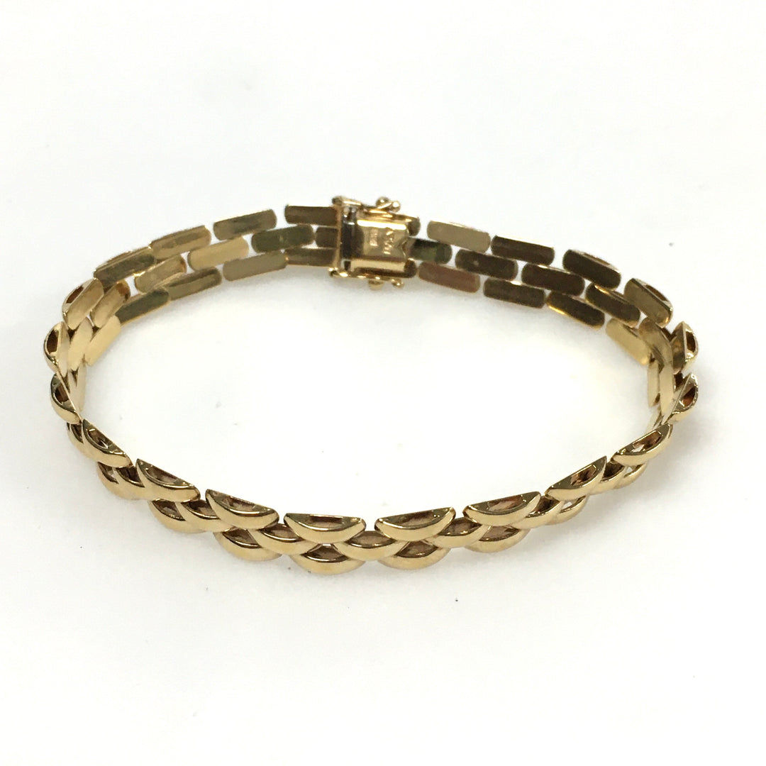v648 Vintage 14k Yellow Gold Multi-row Panther 7mm Link Chain Bracelet 7" Long
