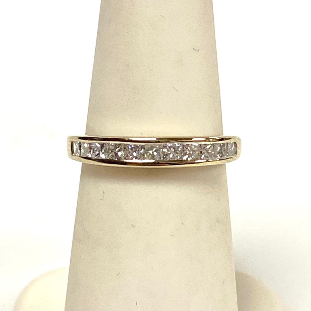 v651 Vintage 14k White Gold Princess-cut Channel-set Diamond 0.3cts Ring Sz 5.75