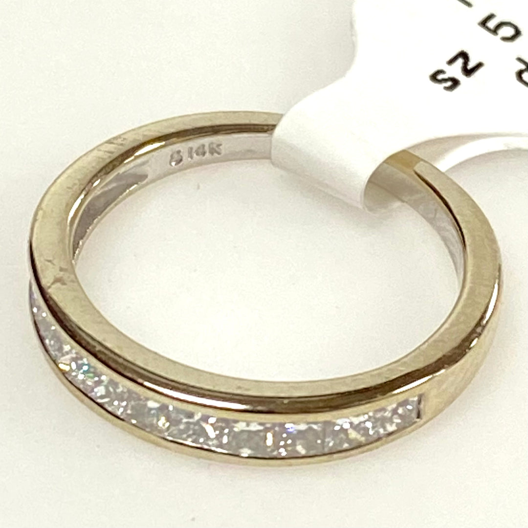 v651 Vintage 14k White Gold Princess-cut Channel-set Diamond 0.3cts Ring Sz 5.75