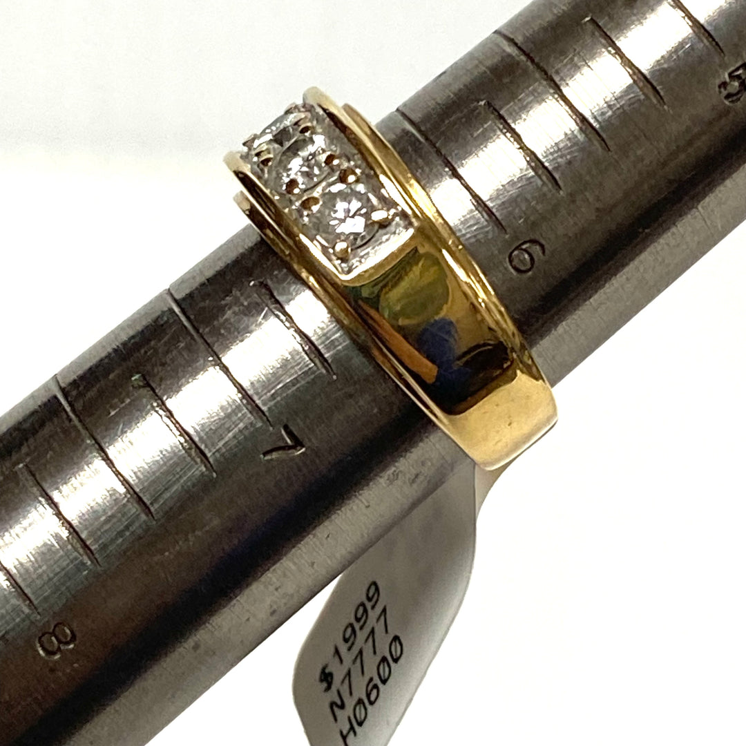 v652 Vintage 14k Yellow Gold Channel-set 5 Diamonds 0.5cts tw Band Ring Sz 6.5