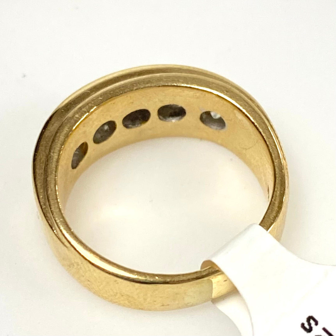 v652 Vintage 14k Yellow Gold Channel-set 5 Diamonds 0.5cts tw Band Ring Sz 6.5