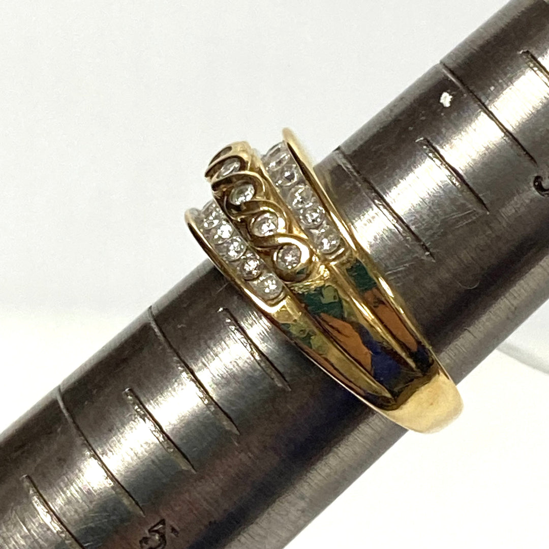 v653 Vintage 14k Yellow Gold Multi-row Diamonds 0.5cts Braided Band Ring Size 4