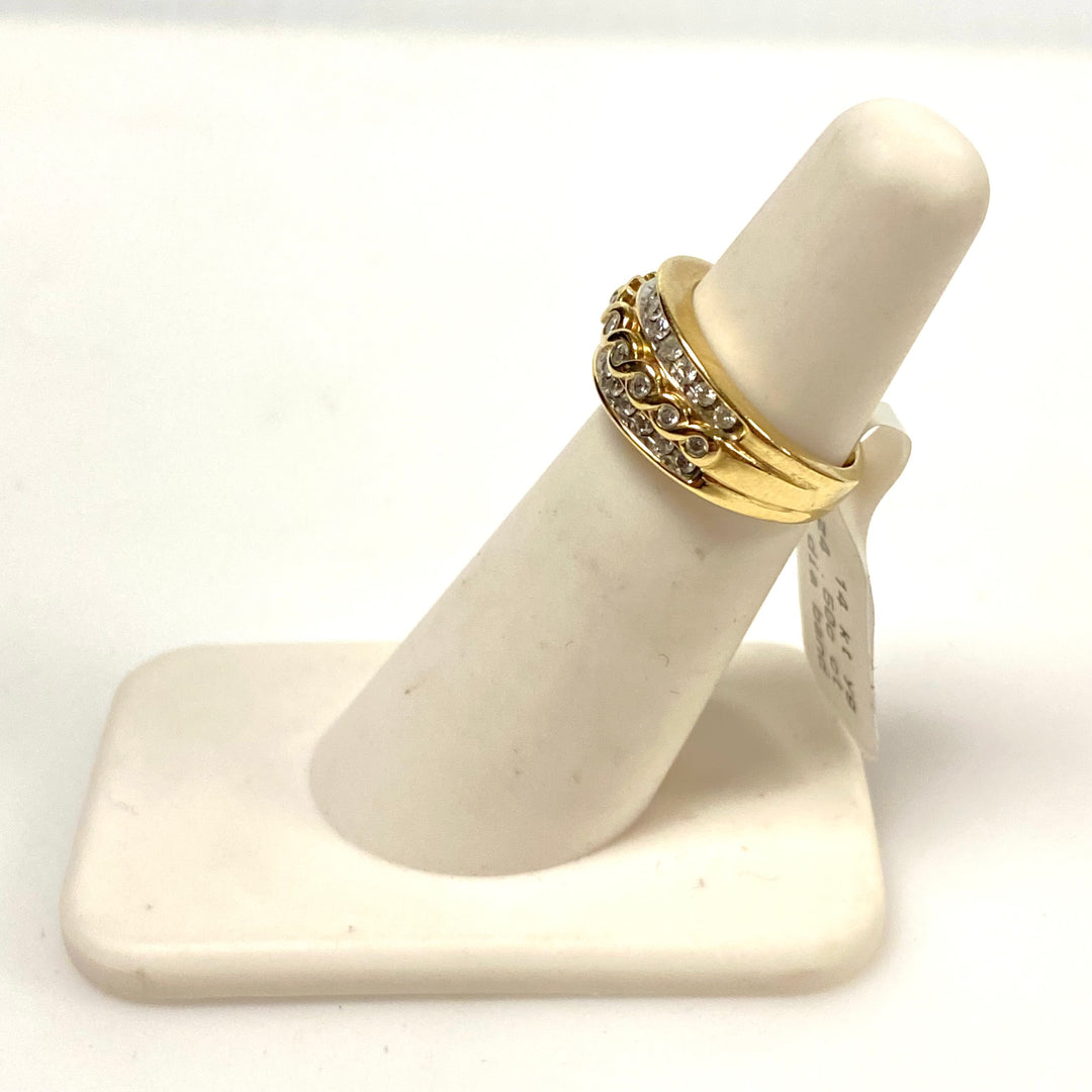 v653 Vintage 14k Yellow Gold Multi-row Diamonds 0.5cts Braided Band Ring Size 4