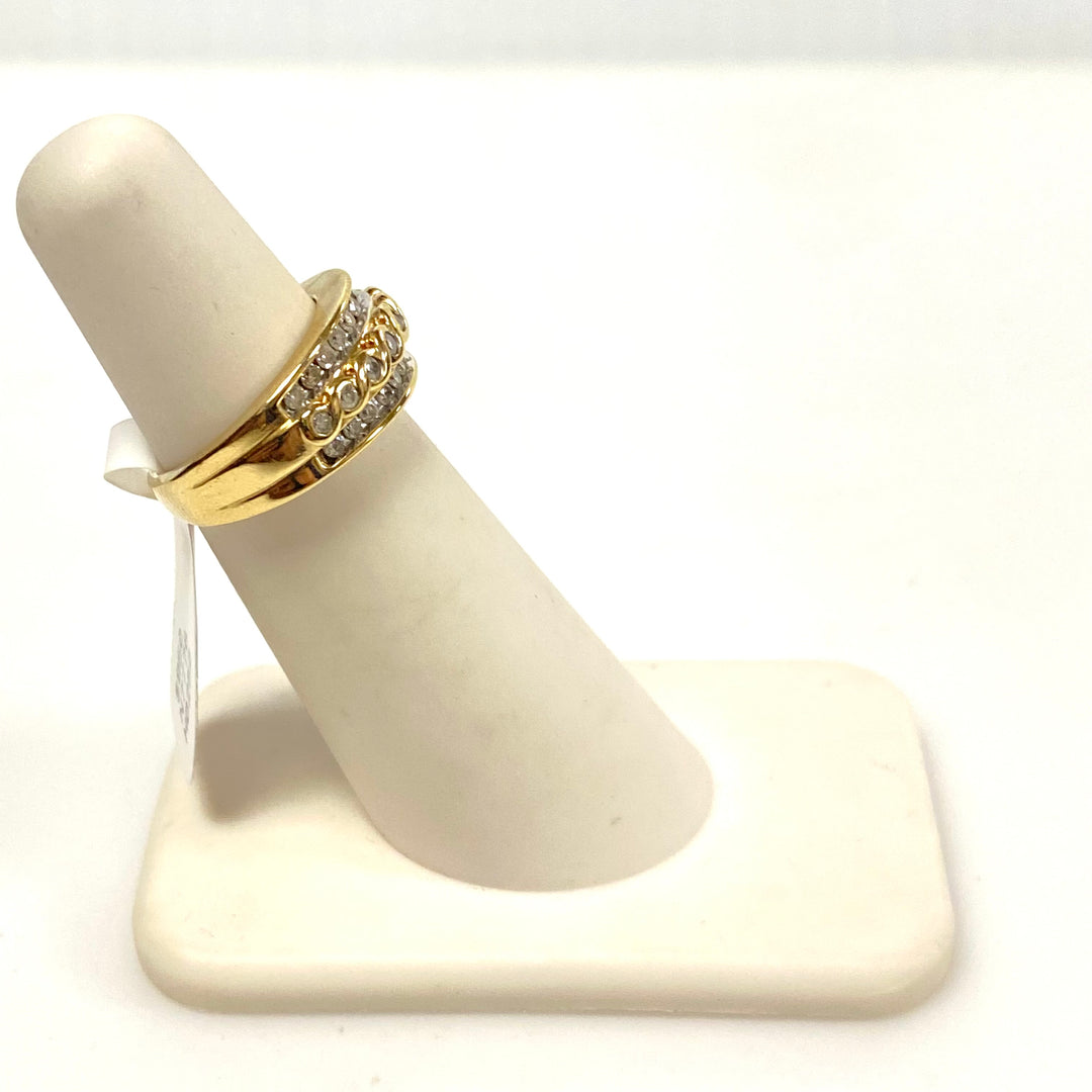 v653 Vintage 14k Yellow Gold Multi-row Diamonds 0.5cts Braided Band Ring Size 4