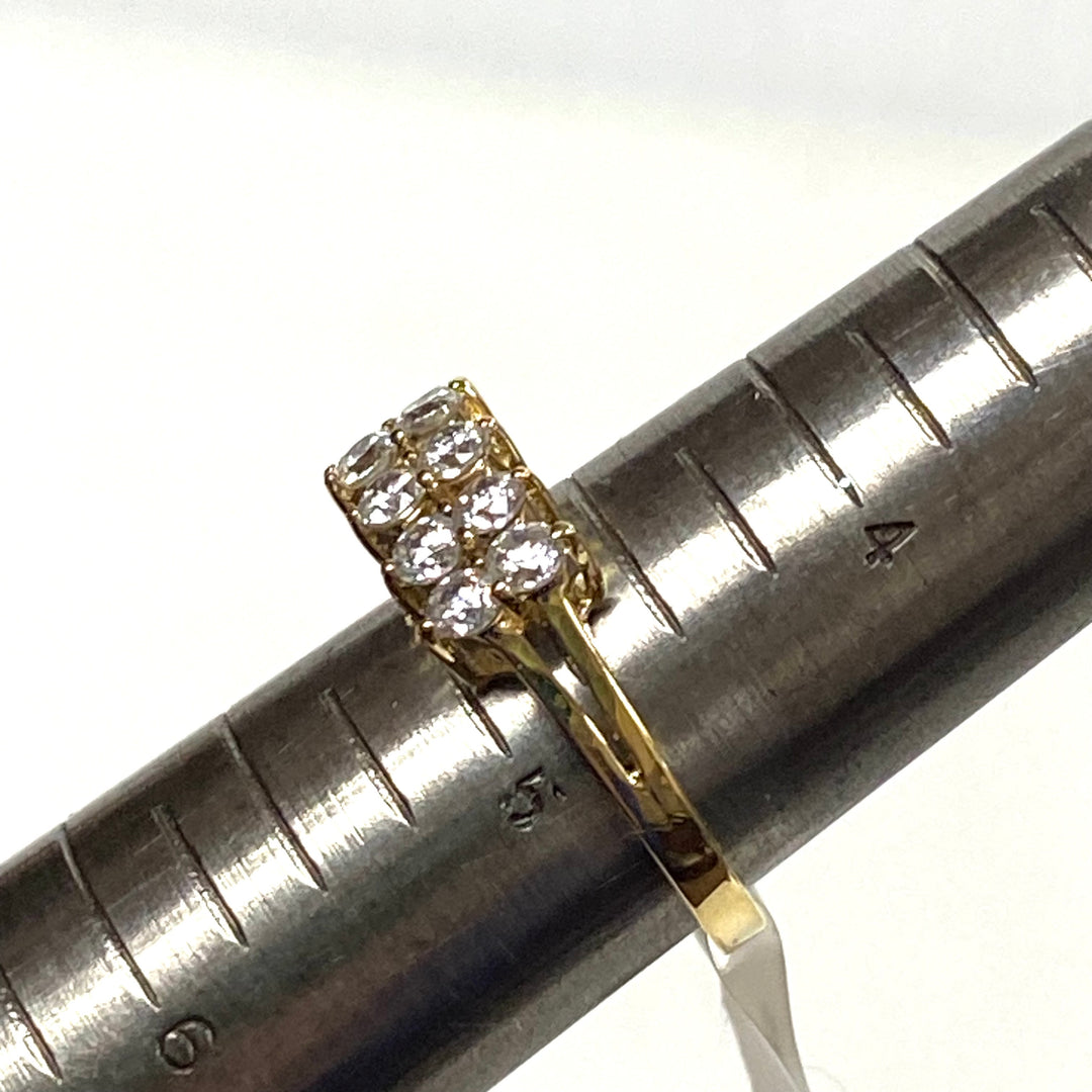 v656 Vintage 14k Yellow Gold Two-row Clear CZ Stone 5mm Wide Band Ring Size 4.75