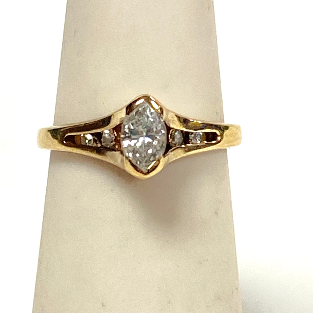 v659 Vintage 14k Rose Gold Marquise Cut 0.4cts Diamond Engagement Ring 3.75
