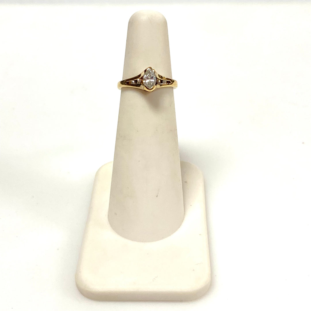 v659 Vintage 14k Rose Gold Marquise Cut 0.4cts Diamond Engagement Ring 3.75