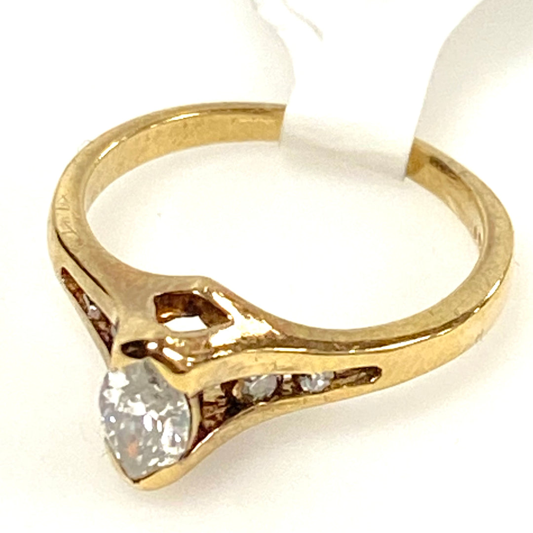 v659 Vintage 14k Rose Gold Marquise Cut 0.4cts Diamond Engagement Ring 3.75