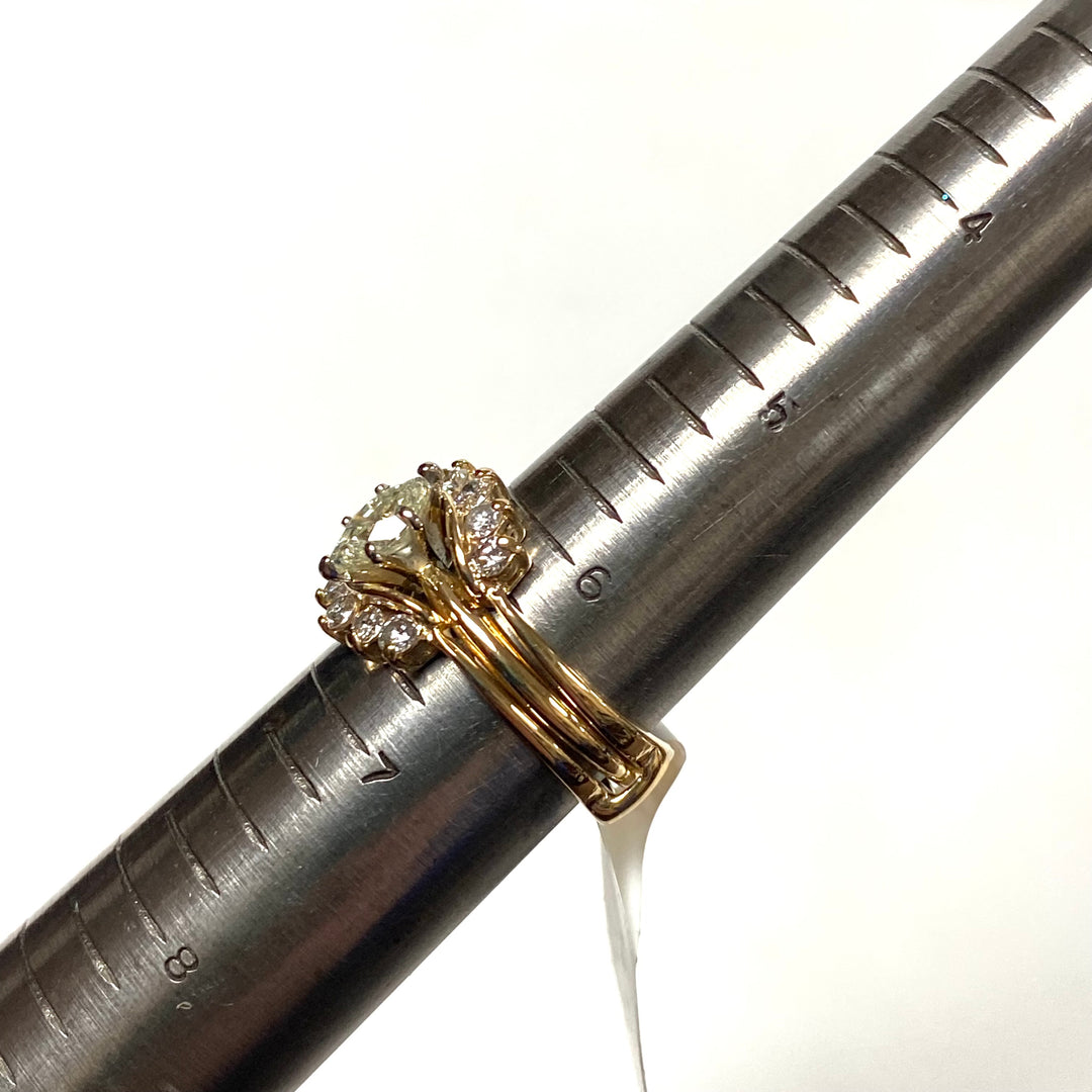 v660 Vintage 14k Yellow Gold Marquise Cut 1cts Diamond Wedding 3-band Ring 6.75