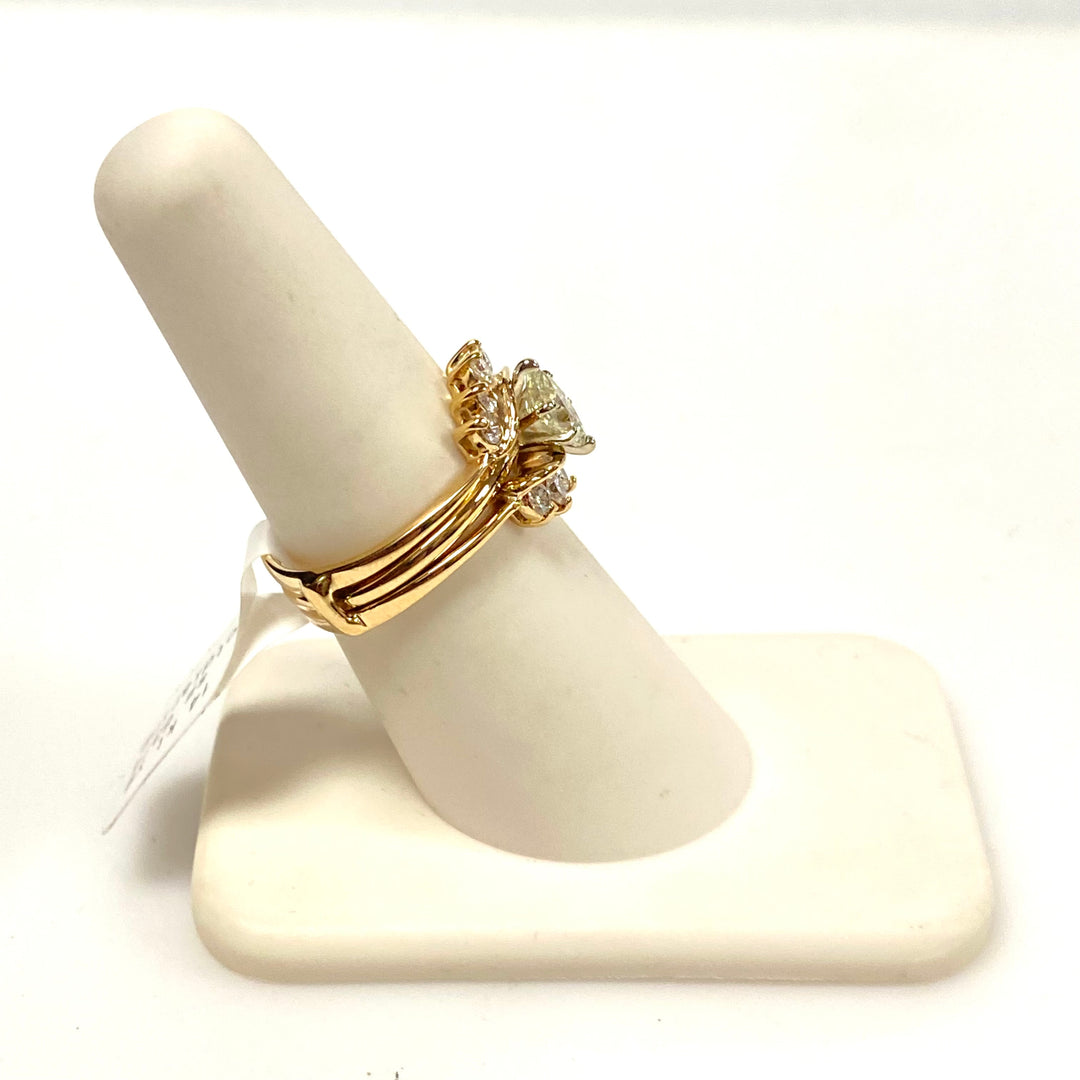 v660 Vintage 14k Yellow Gold Marquise Cut 1cts Diamond Wedding 3-band Ring 6.75